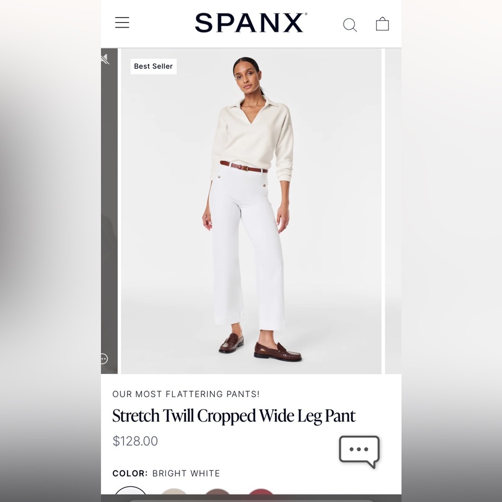 Spanx. Stretch Twill Cropped Wide Leg Pant. Small. Worn twice.